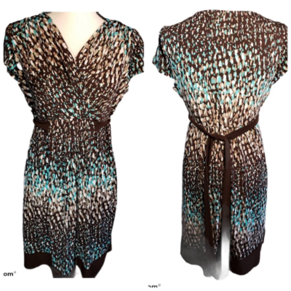 MOTHERHOOD MATERNITY - Brown & Blue Midi Maternity Dress Size Medium